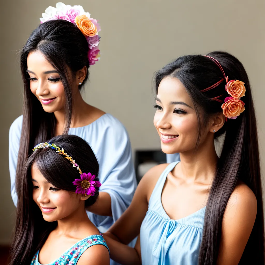 menina sorrindo mae penteado tranca menina sorrindo mae penteado tranca