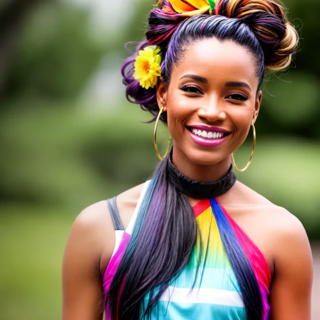 menina sorriso penteado protetor colorido menina sorriso penteado protetor colorido