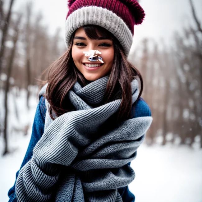 crianca sorriso inverno chapeu neve
