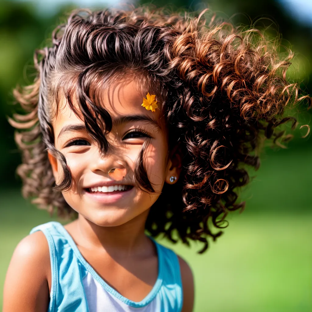 crianca sorrindo cabelo leave in