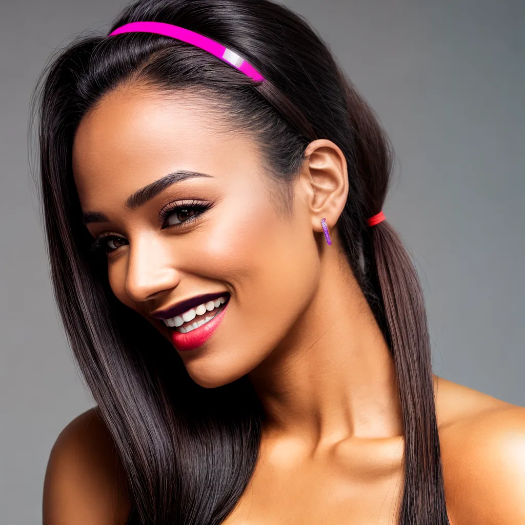 menina sorriso cabelo liso faixa colorida menina sorriso cabelo liso faixa colorida
