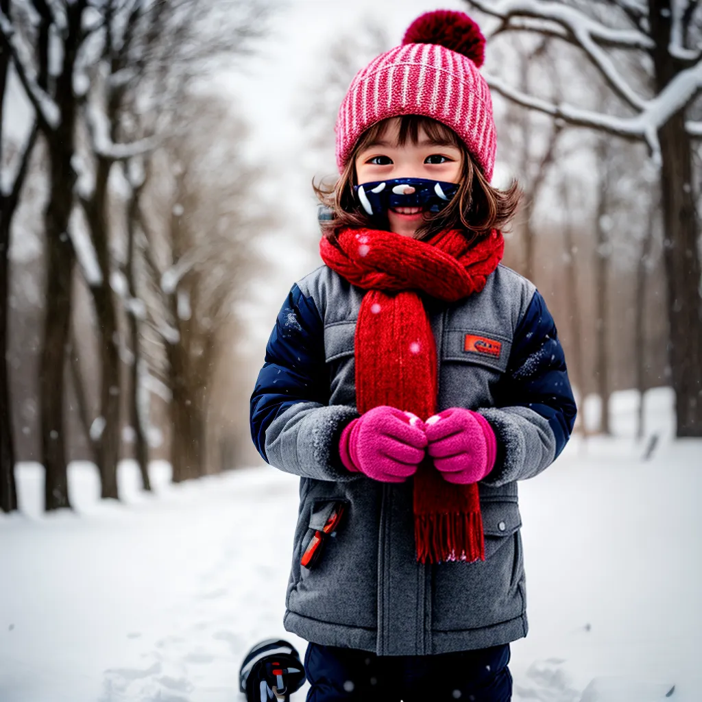 crianca alegre inverno neve