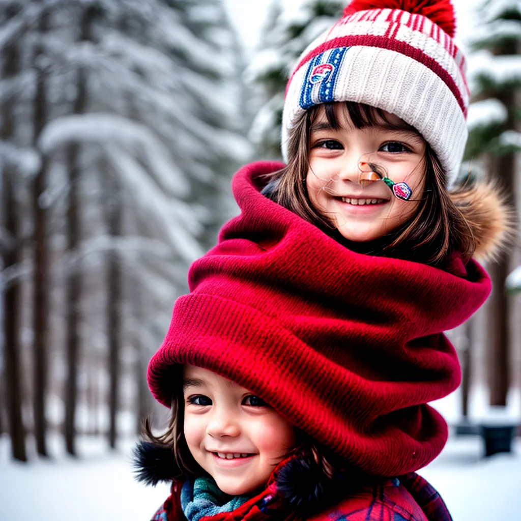 crianca sorridente inverno chapeu cachecol