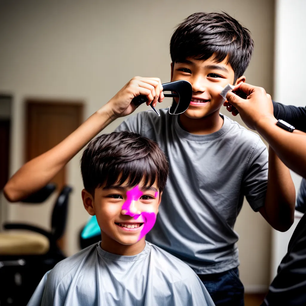 menino corte cabelo alegre espelho menino corte cabelo alegre espelho