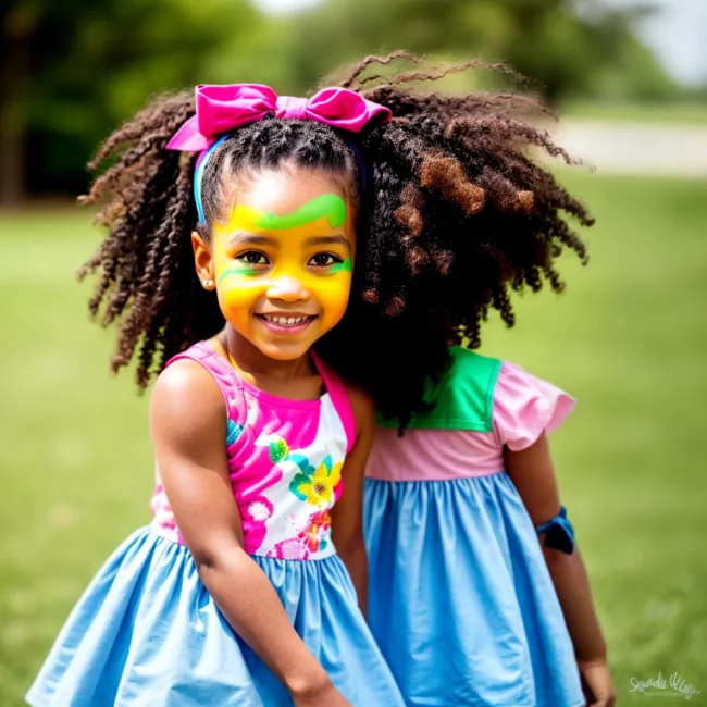 menina sorridente cachos headband colorido menina sorridente cachos headband colorido