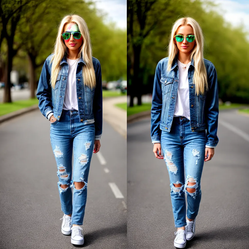 mulher loira 90s estilo denim