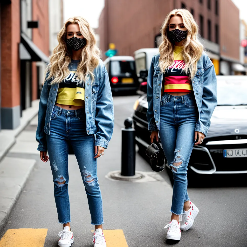 mulher loira estilo 90s denim