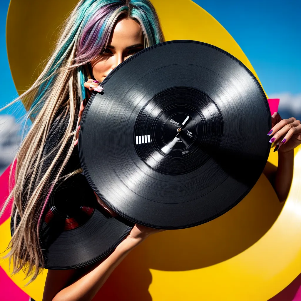 mulher estilosa cabelo loiro vinil mulher estilosa cabelo loiro vinil