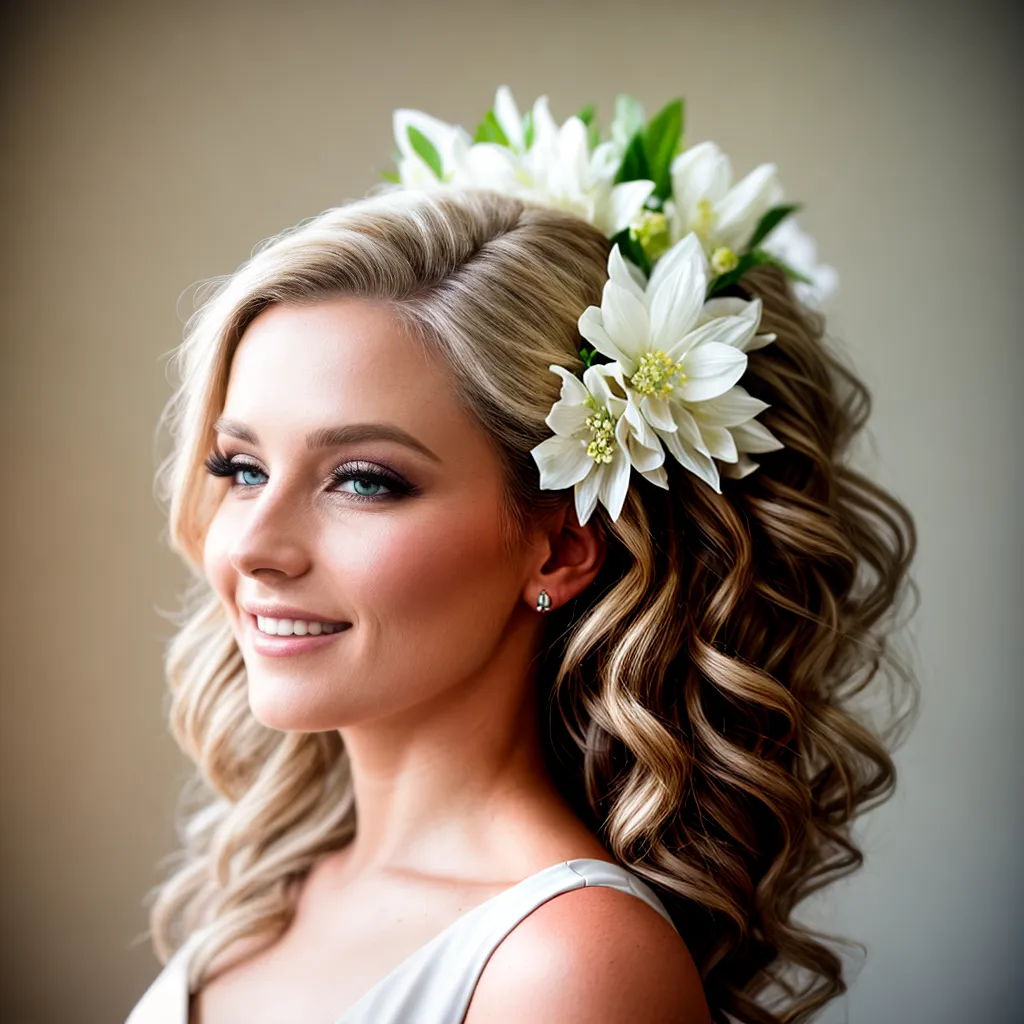 noiva cabelo loiro flor branca