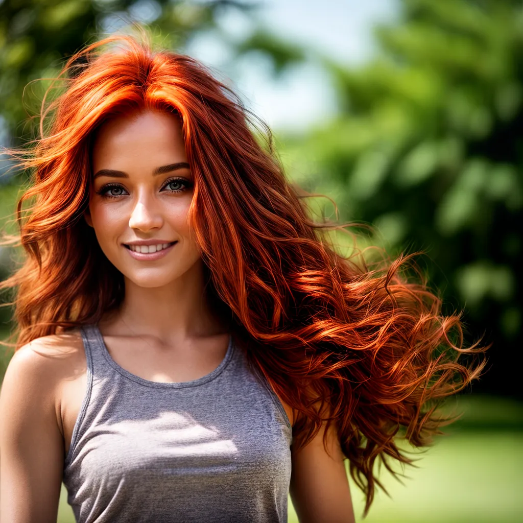 mulher cabelo vermelho natural brilho