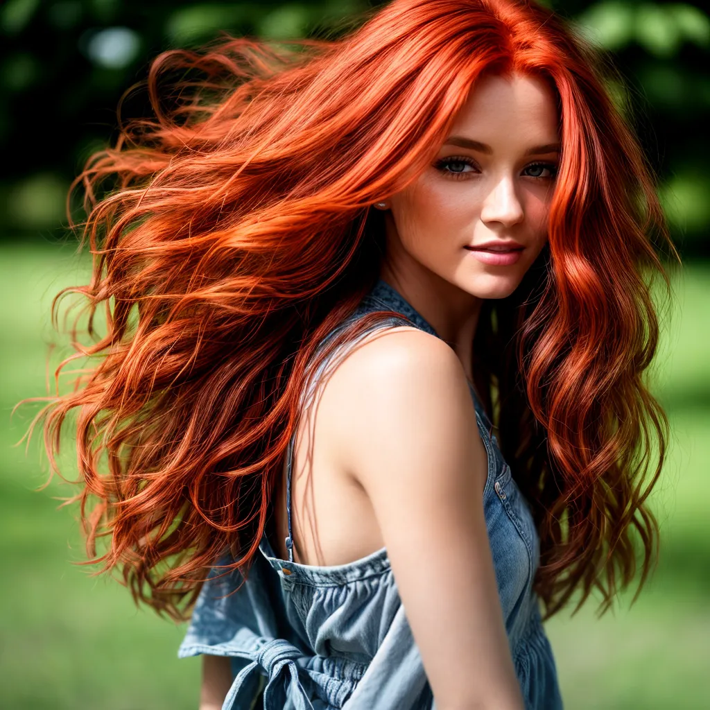 mulher cabelo vermelho natural brilho 1
