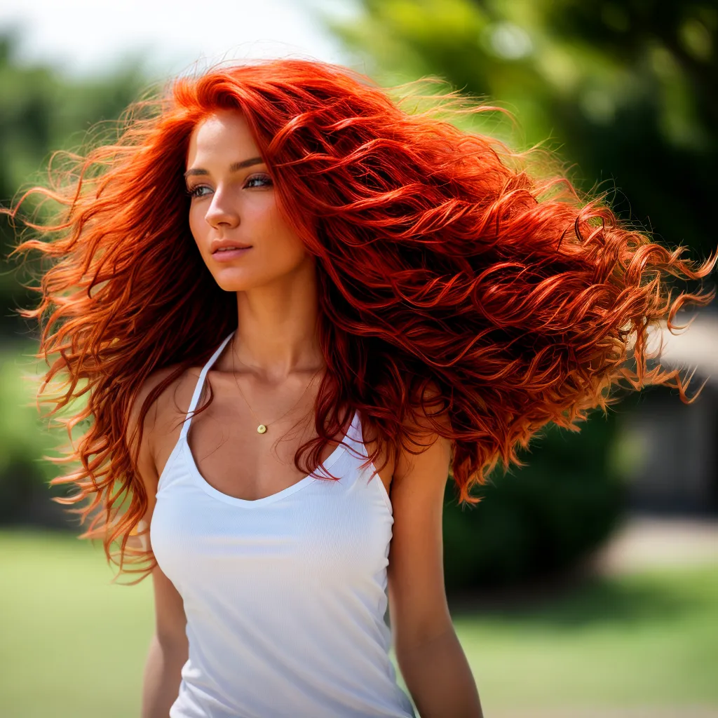 mulher cabelo vermelho fogo brilho