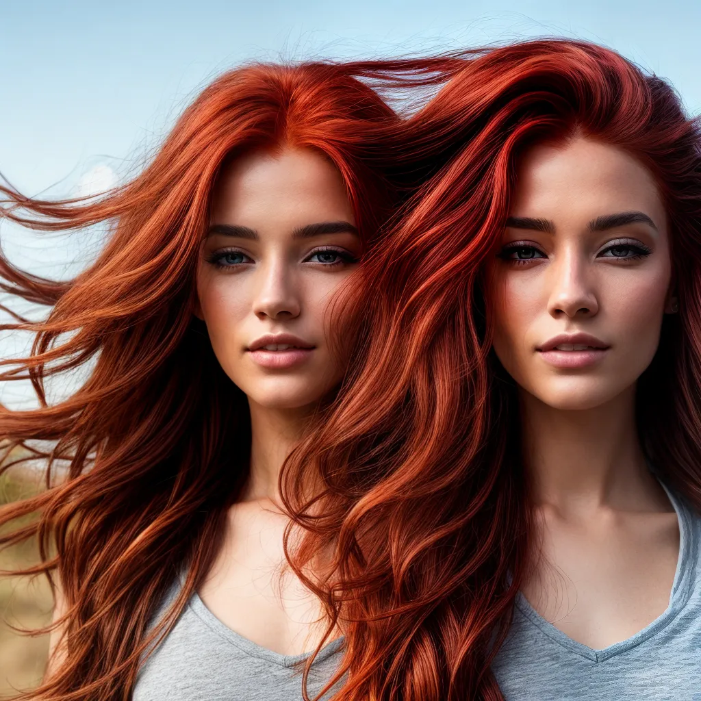 mulher cabelo vermelho vento