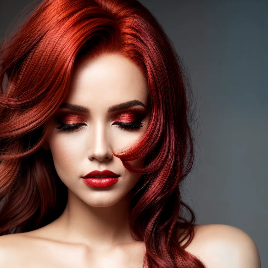 mulher cabelo vermelho maquiagem intensa mulher cabelo vermelho maquiagem intensa