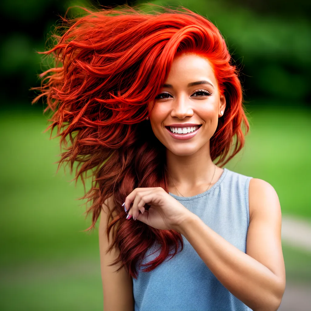 mulher cabelo vermelho sorriso