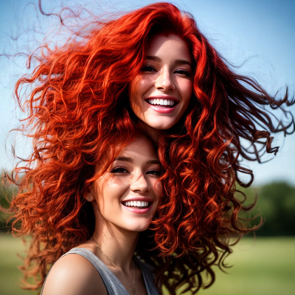mulher cabelo vermelho radiante