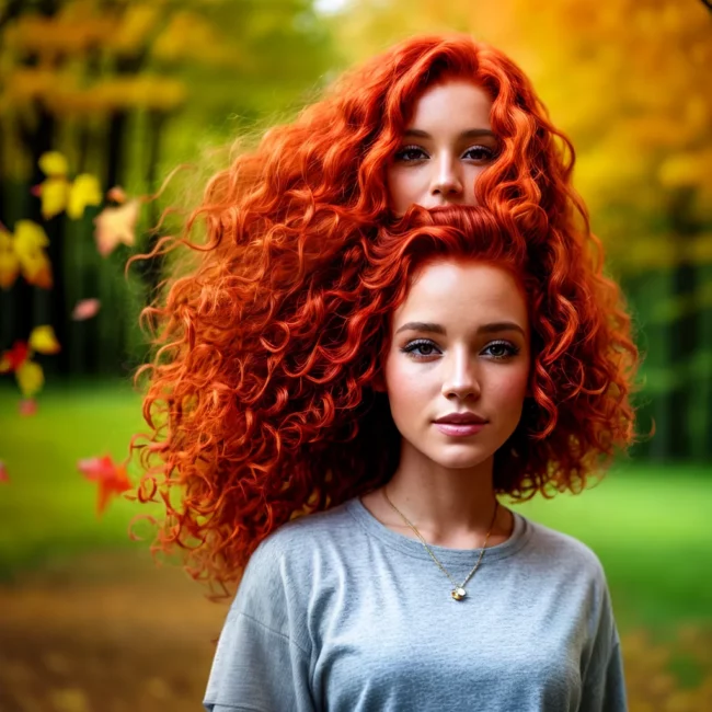 mulher ruiva cachos fogo estacoes