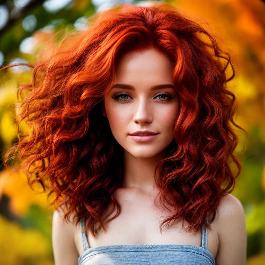 mulher cabelo vermelho estacoes natureza