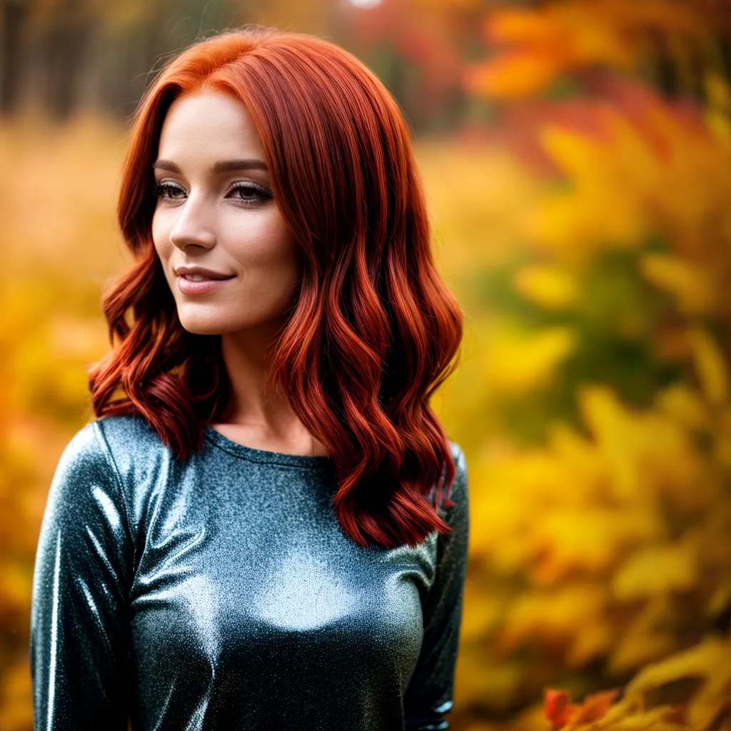 mulher ruiva outono cabelo vibrante