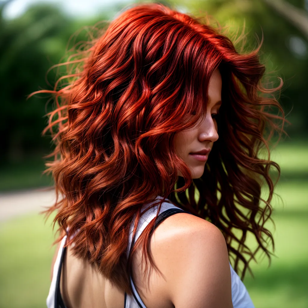 mulher cabelo vermelho sol 1