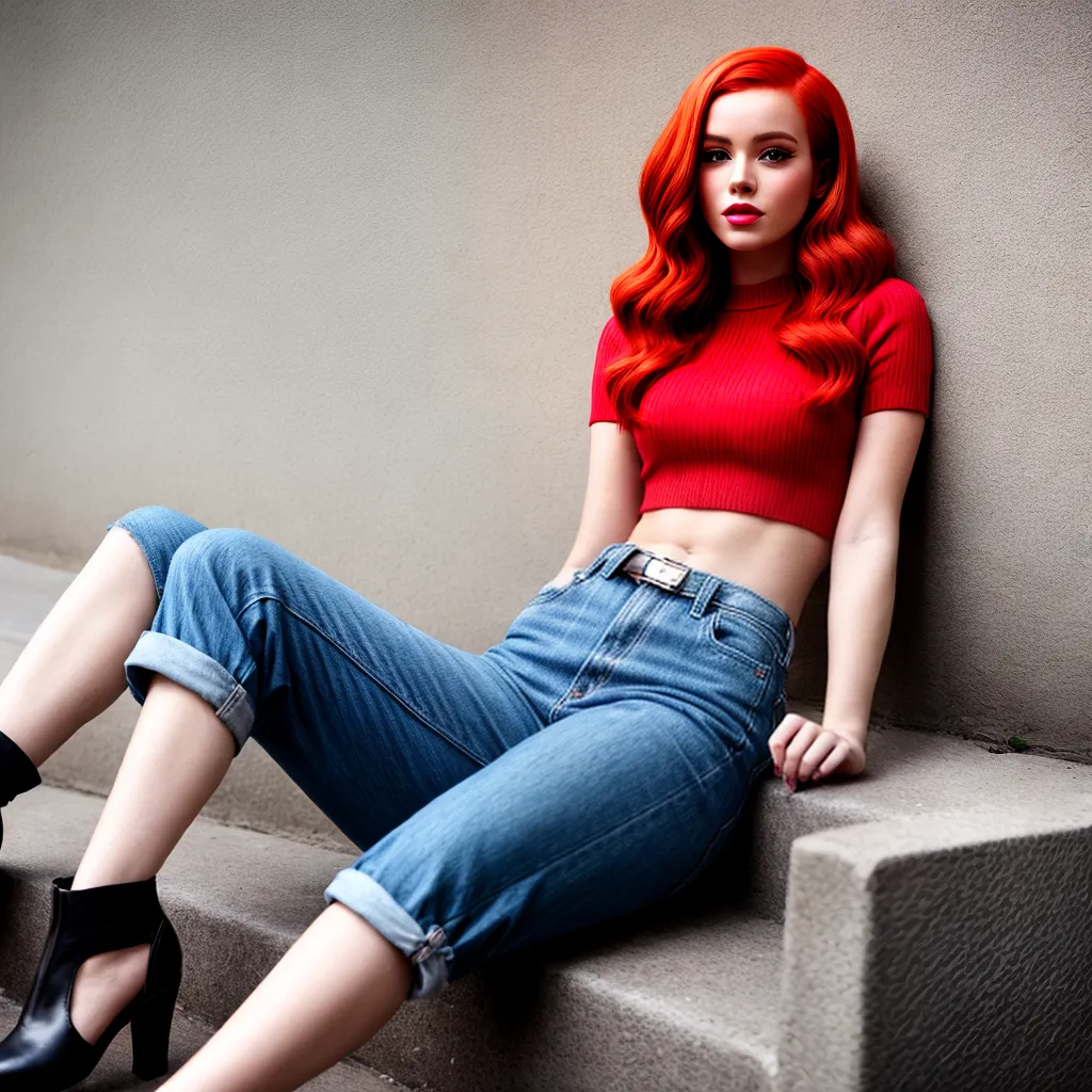 mulher cabelo vermelho fashion retro