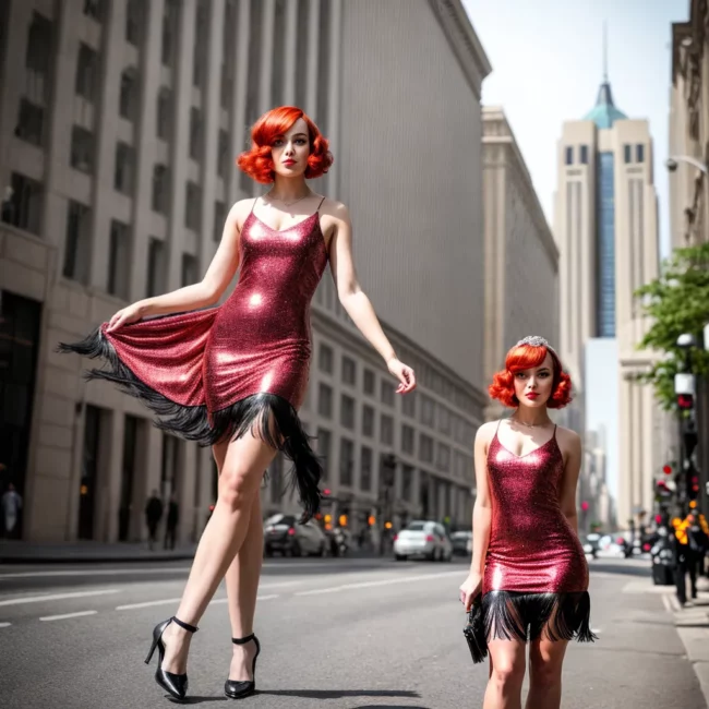 mulher ruiva vestido flapper artdeco