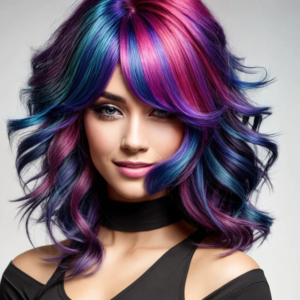 mulher cabelo colorido vibrante mulher cabelo colorido vibrante