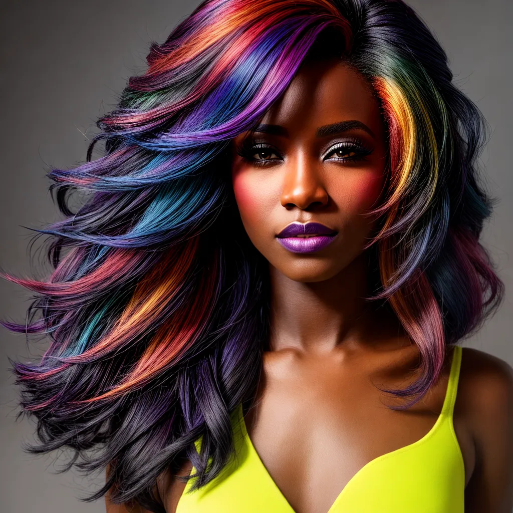 mulher pele escura cabelo colorido 1 mulher pele escura cabelo colorido 1
