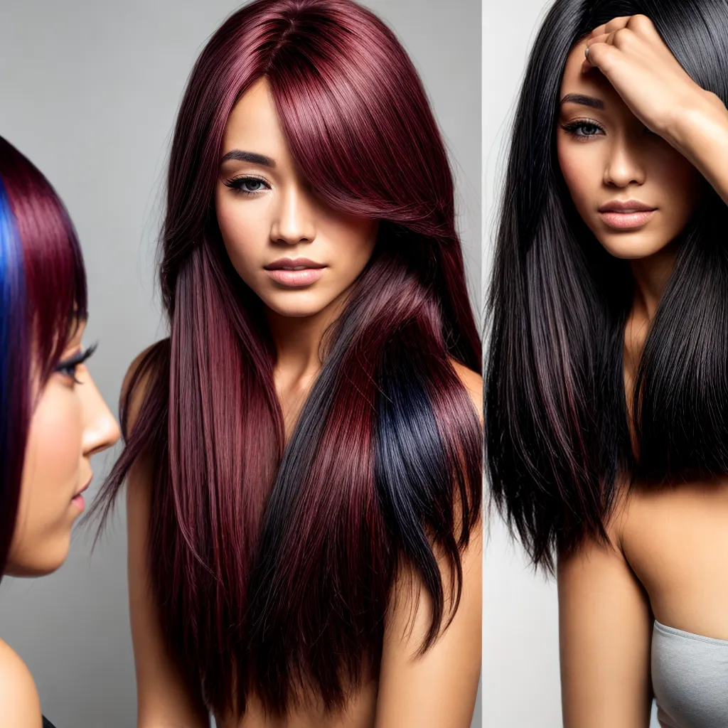mulher testando cores cabelo espelho