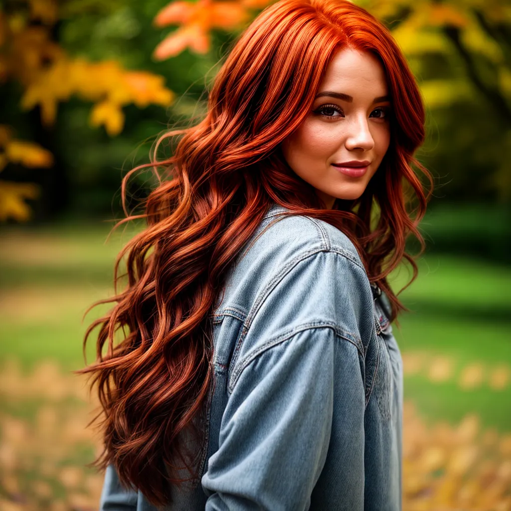 cabelo vermelho outono sol