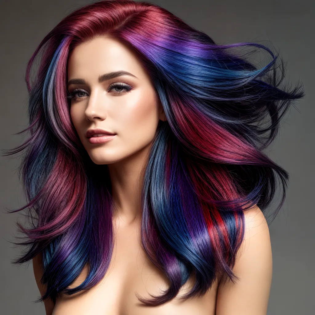 cabelo vibrante multicolorido brilhante