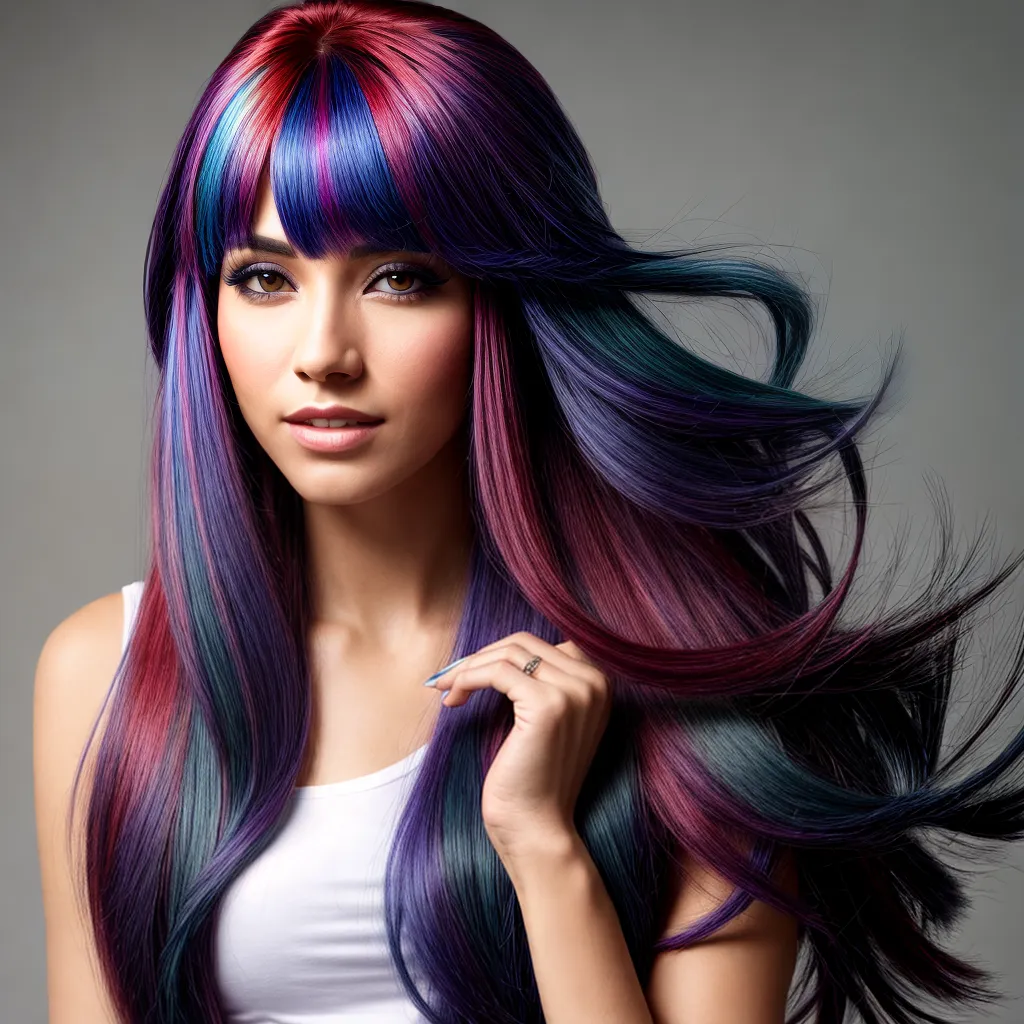 cabelo colorido mulher estiloso