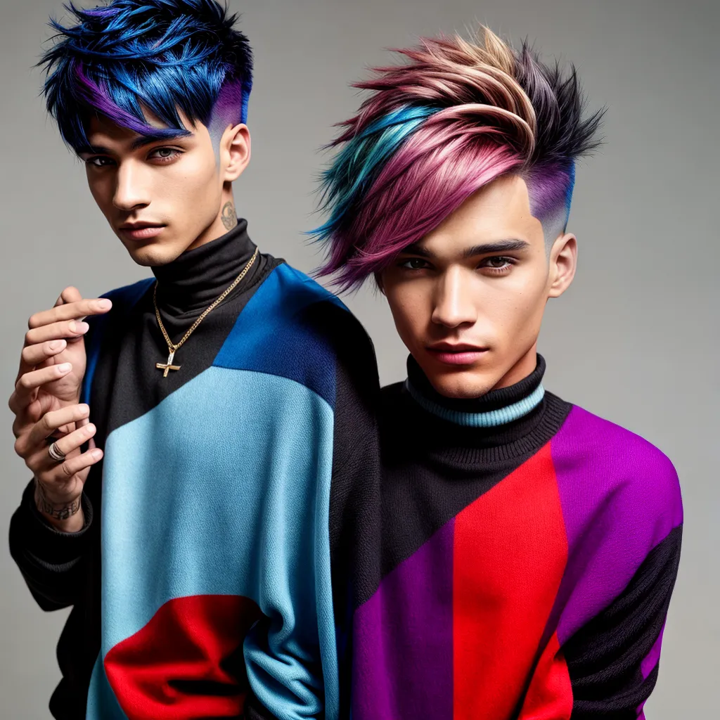 homem estiloso cabelo colorido vibrante