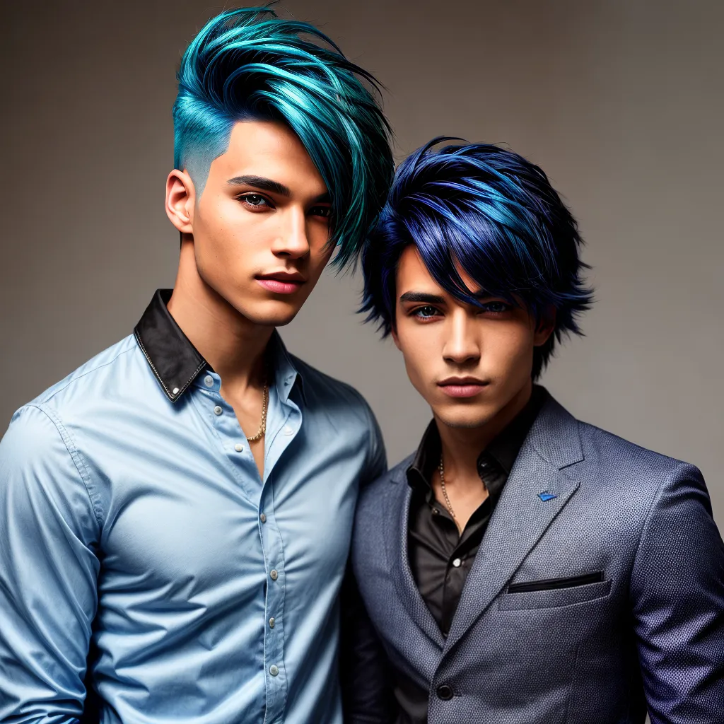 homem estiloso cabelo azul tendencia