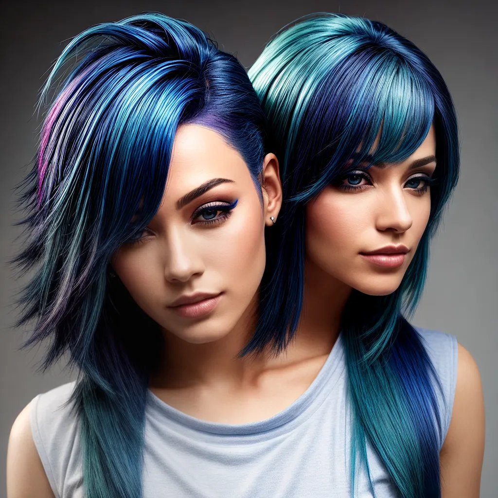 cabelo azul vibrante estilo tendencia