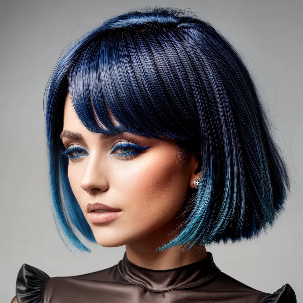 mulher cabelo azul vibrante