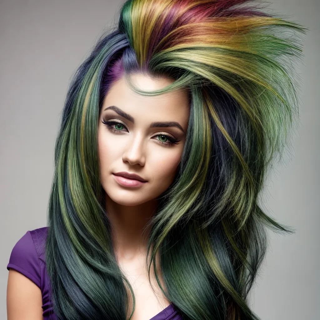 mulher cabelo verde vibrante