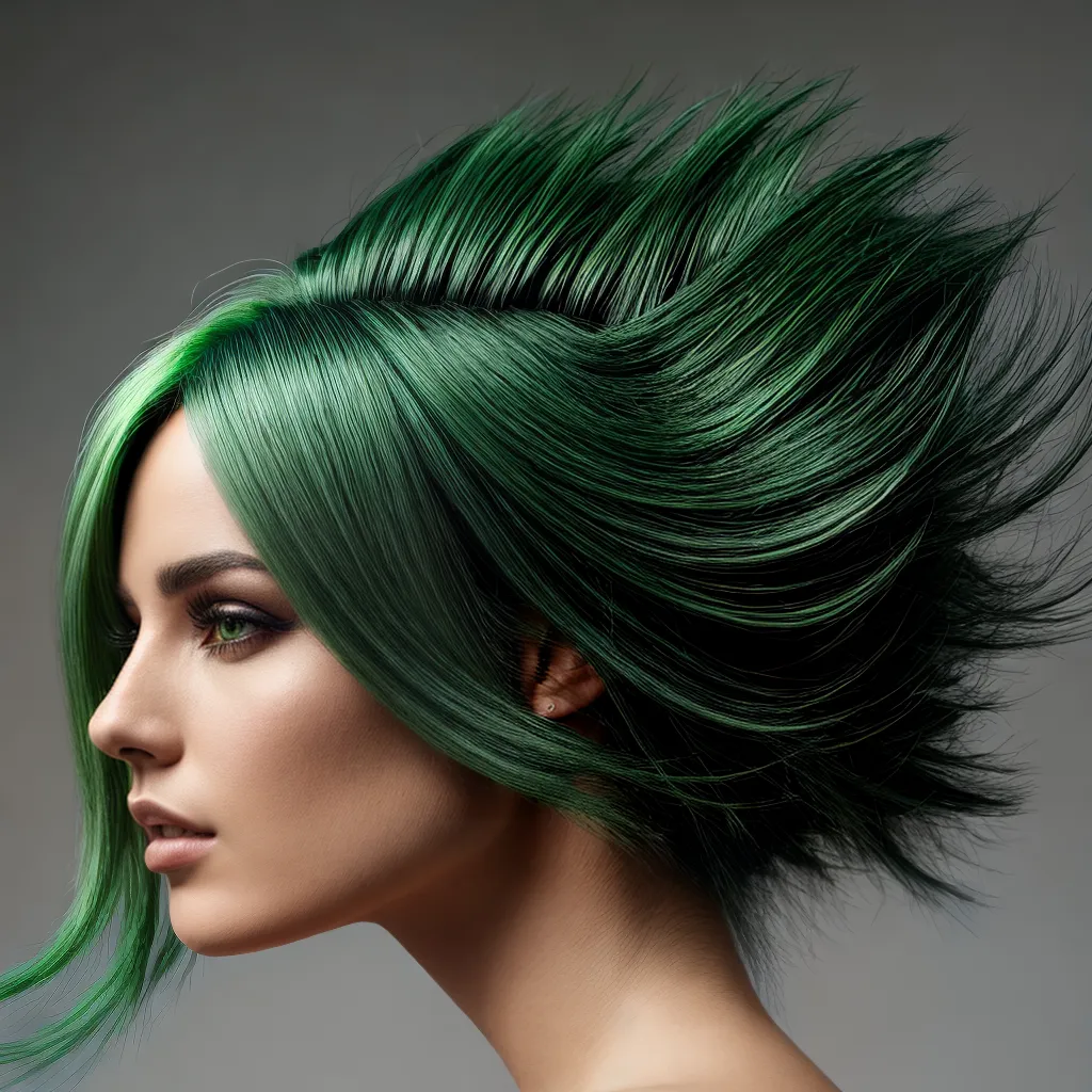 mulher cabelo verde fluente