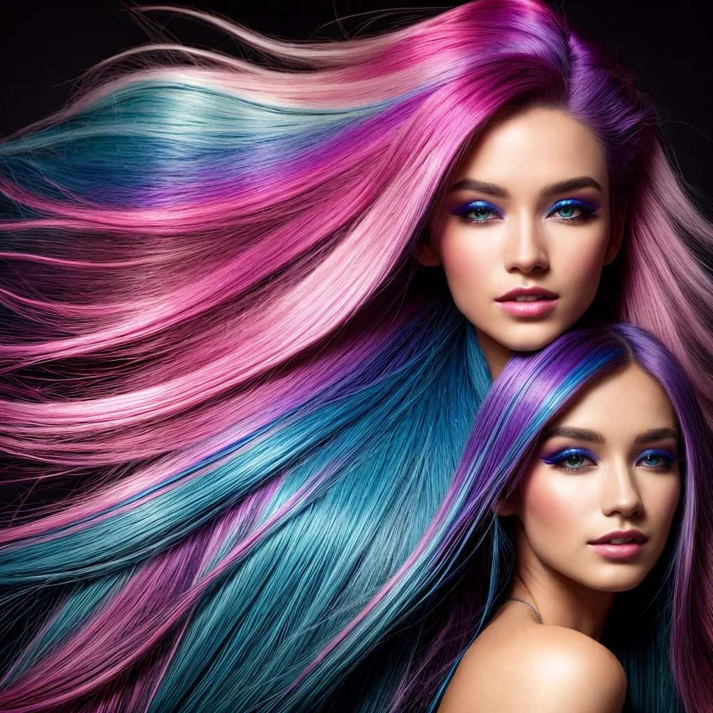 mulher cabelo longo cores fantasias