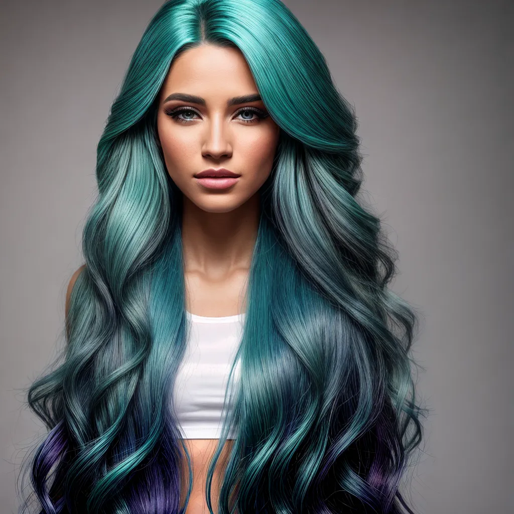 mulher cabelo turquesa brilho