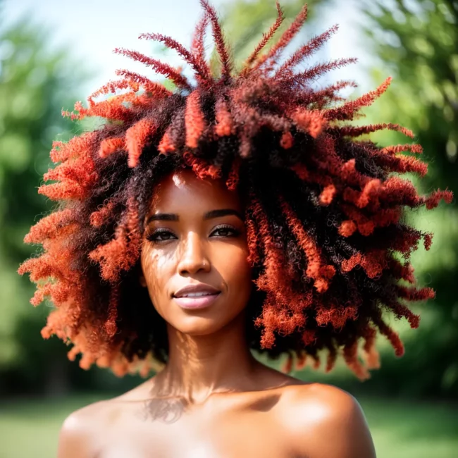 mulher cabelo coral verao