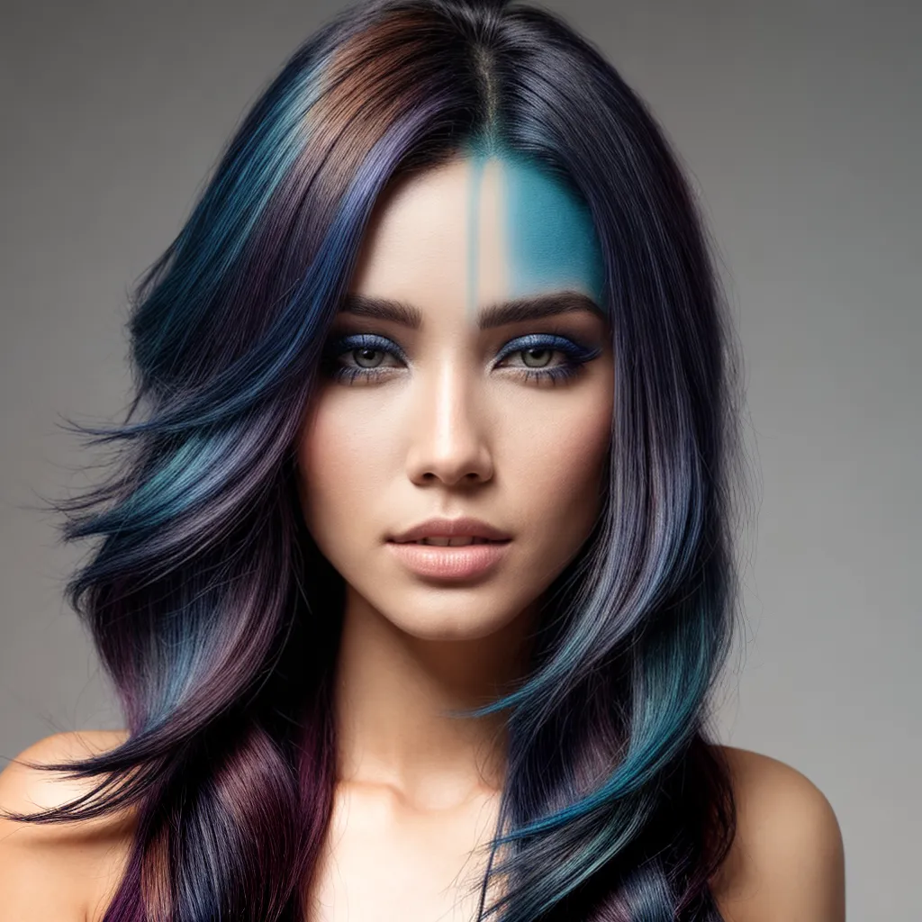 cabelo duo tone azul marrom cabelo duo tone azul marrom