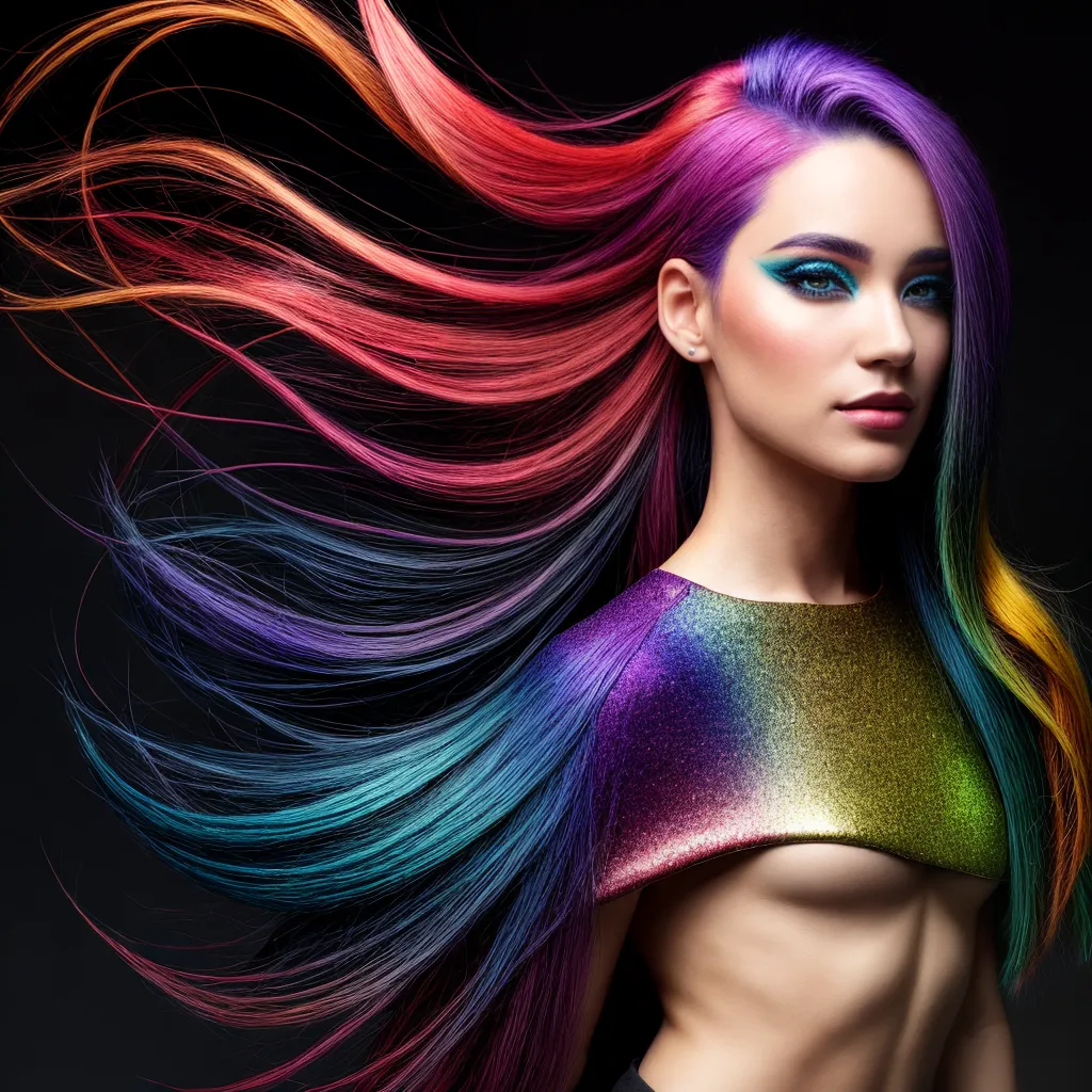 cabelo multicolorido pixel futurista