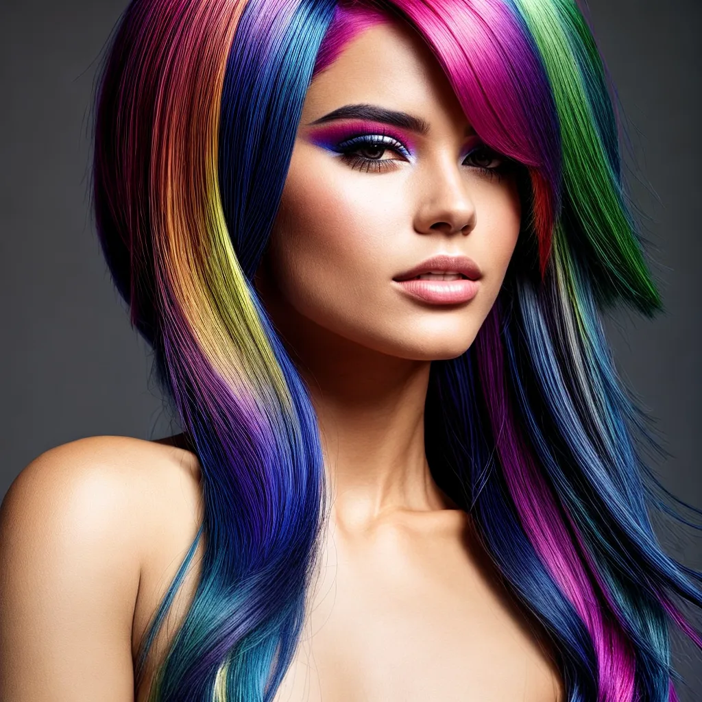 cabelo colorido pixel futurista