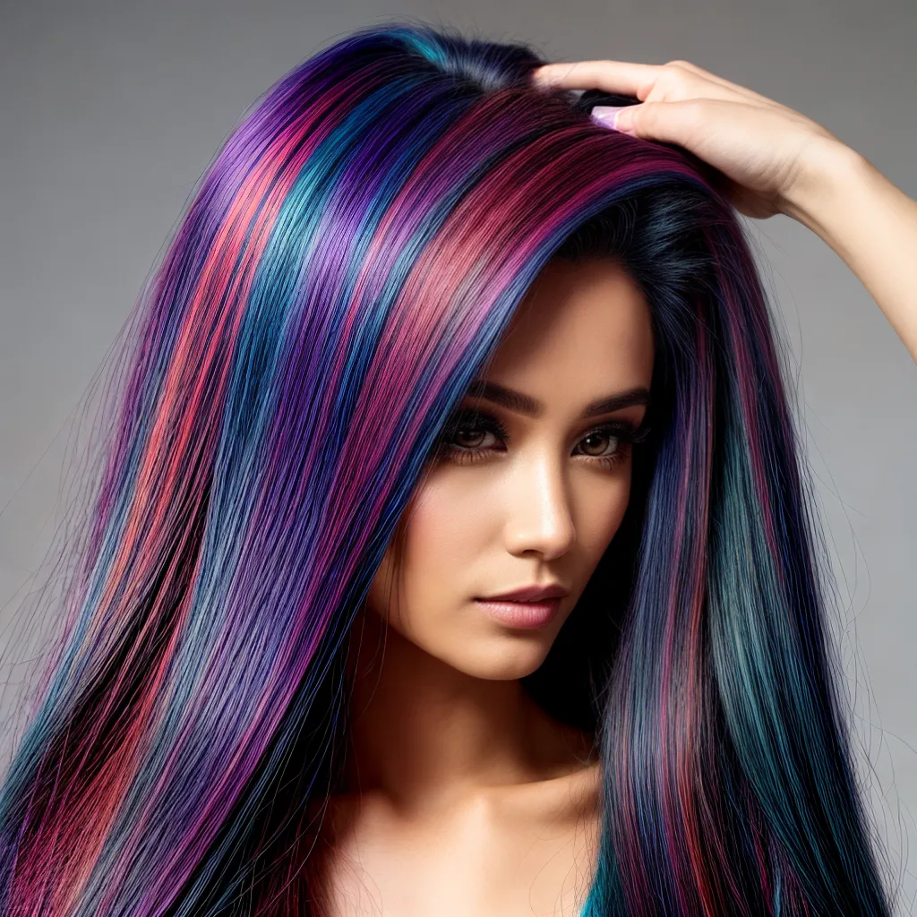 cabelo colorido geometrico mulher