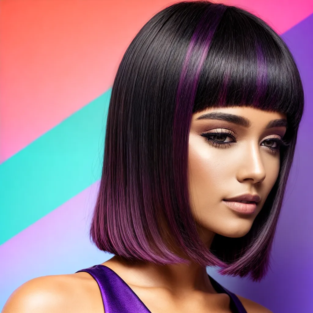 cabelo liso bob cores geometricas