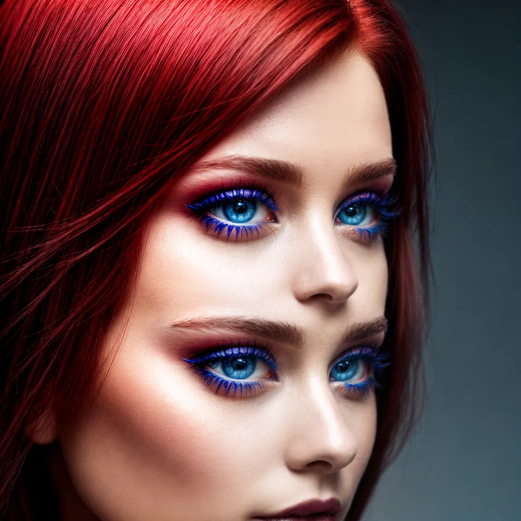 mulher cabelo vermelho olhos azuis