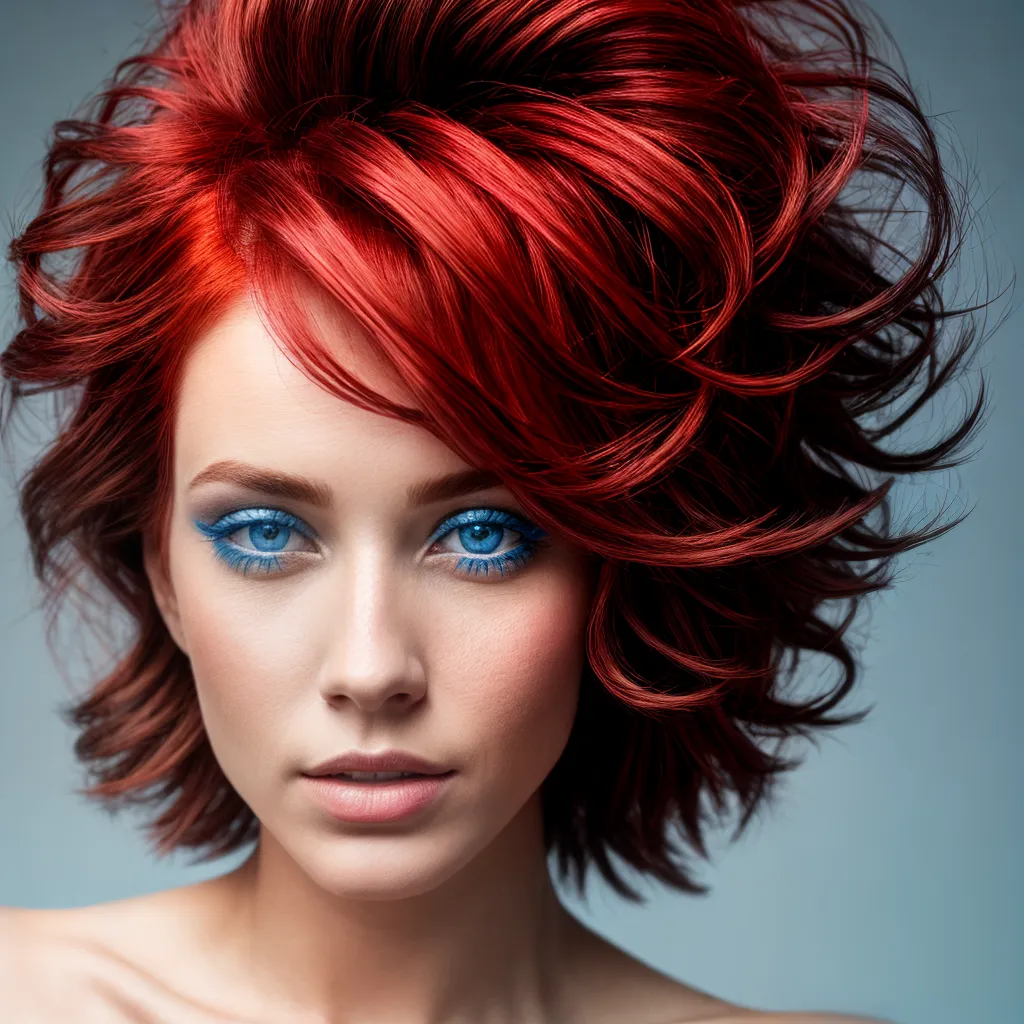 mulher olhos azuis cabelo vermelho