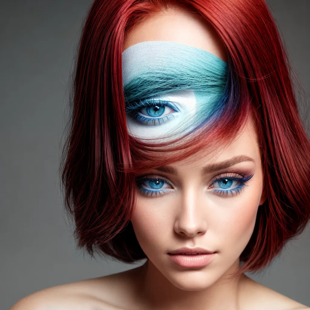 mulher olhos azuis cabelo vermelho 1