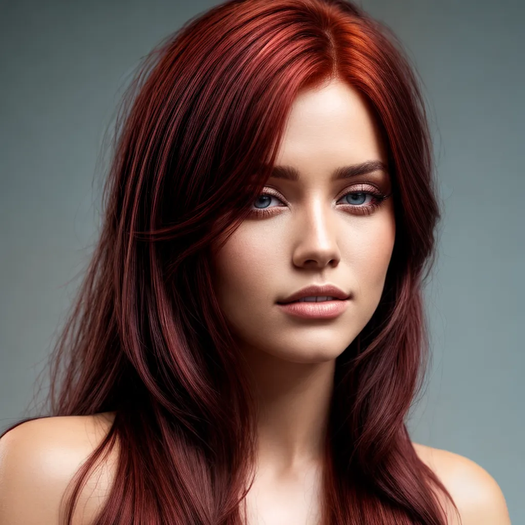mulher olhos escuros cabelo vermelho